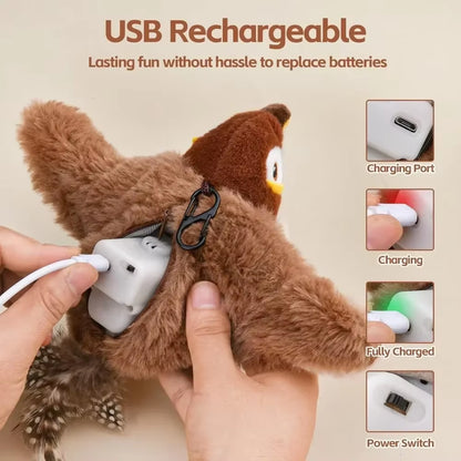 FlutterChirp Cat Toy – Rechargeable Flapping Bird with Catnip &amp; Realistic Sounds