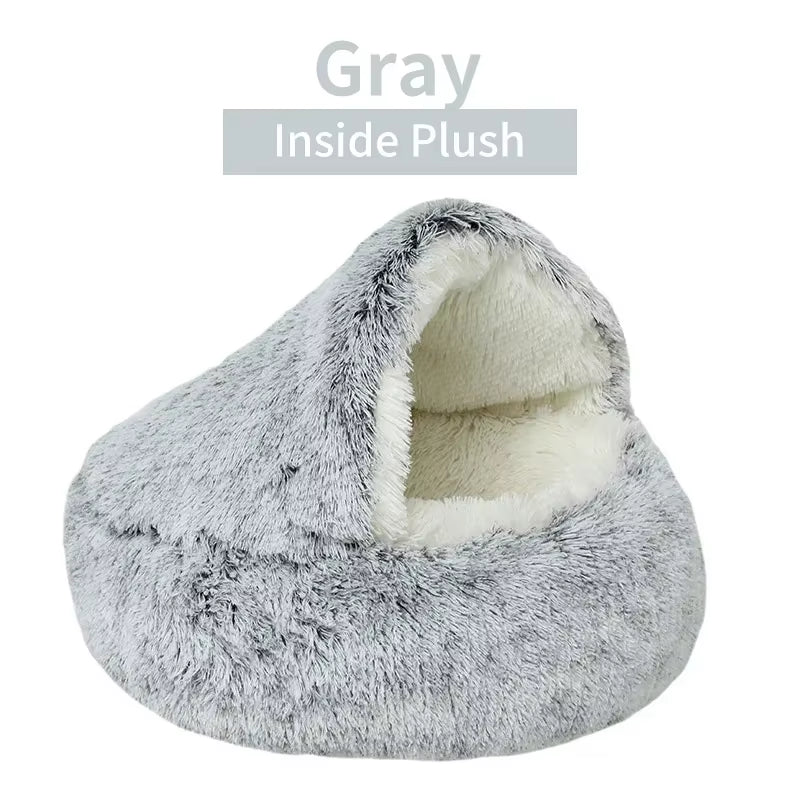 2-in-1 Round Cushion &amp; Warm Pet House for Cats and Small Dogs