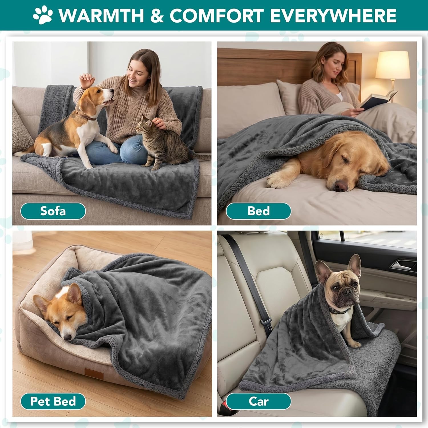 Soft sherpa blanket for medium large dogs