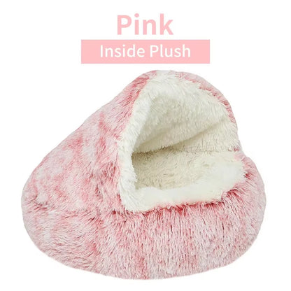 2-in-1 Round Cushion &amp; Warm Pet House for Cats and Small Dogs