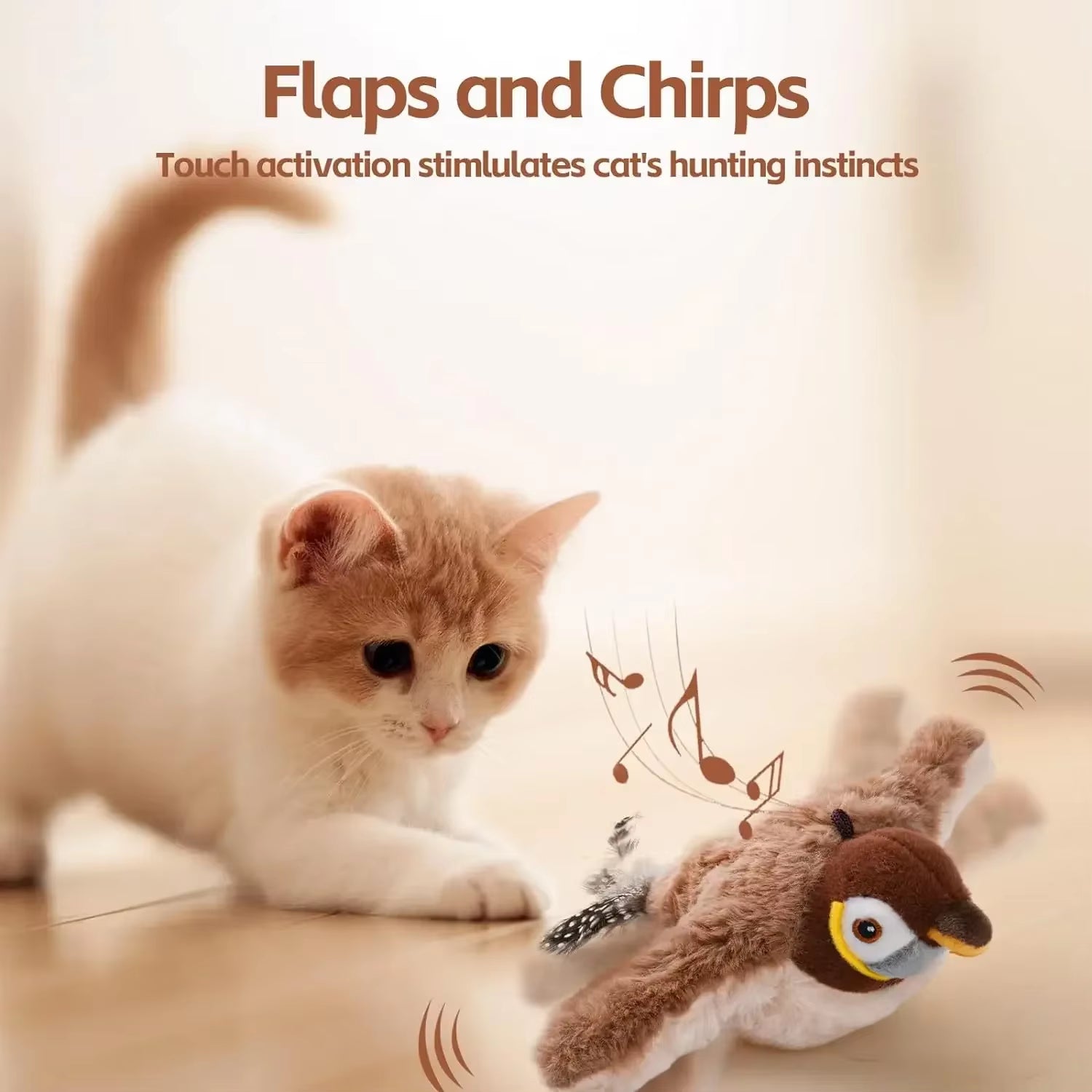 FlutterChirp Cat Toy – Rechargeable Flapping Bird with Catnip &amp; Realistic Sounds