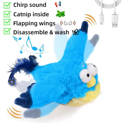 FlutterChirp Cat Toy – Rechargeable Flapping Bird with Catnip &amp; Realistic Sounds