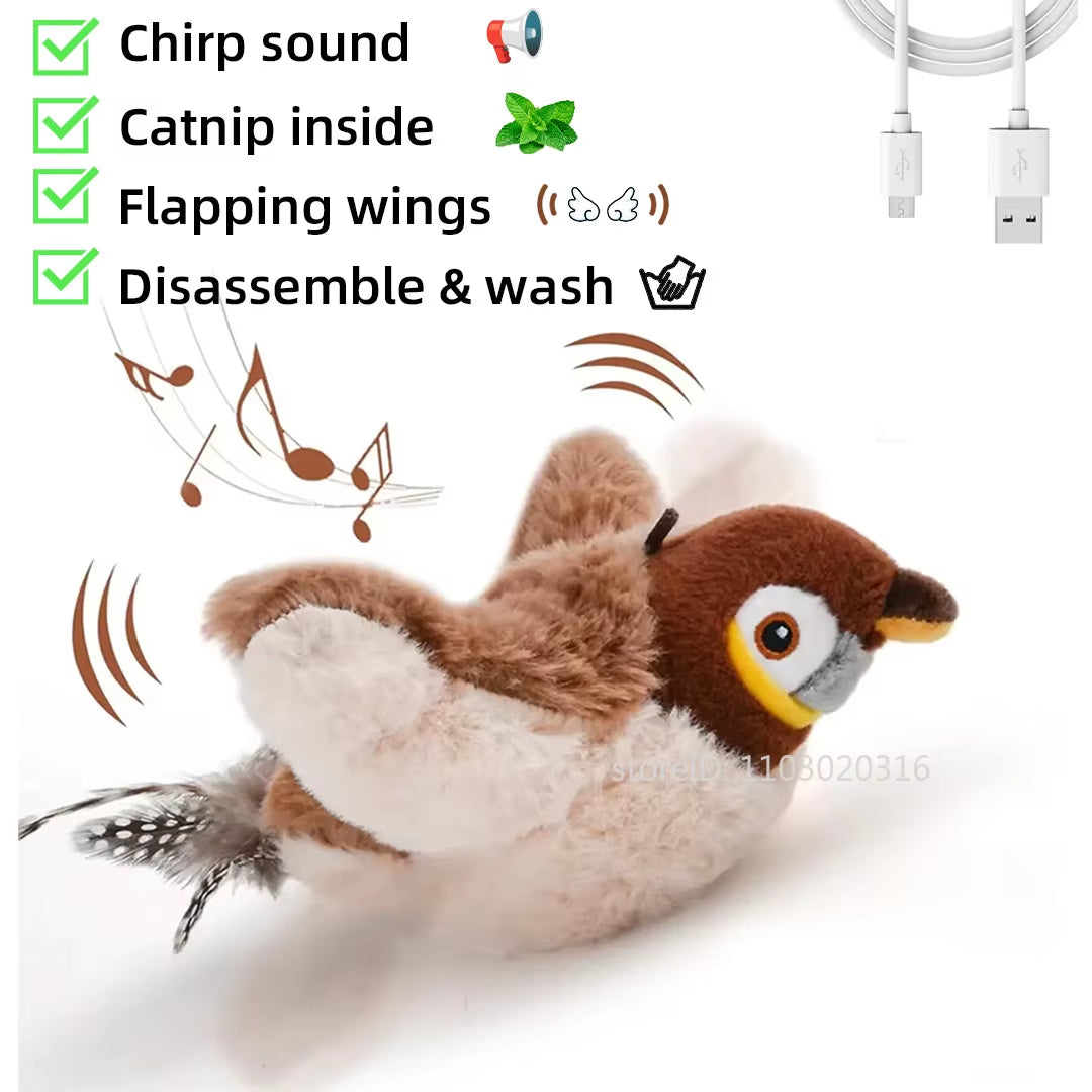 FlutterChirp Cat Toy – Rechargeable Flapping Bird with Catnip &amp; Realistic Sounds