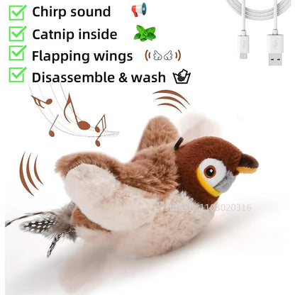 FlutterChirp Cat Toy – Rechargeable Flapping Bird with Catnip &amp; Realistic Sounds