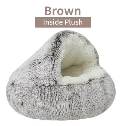 2-in-1 Round Cushion &amp; Warm Pet House for Cats and Small Dogs