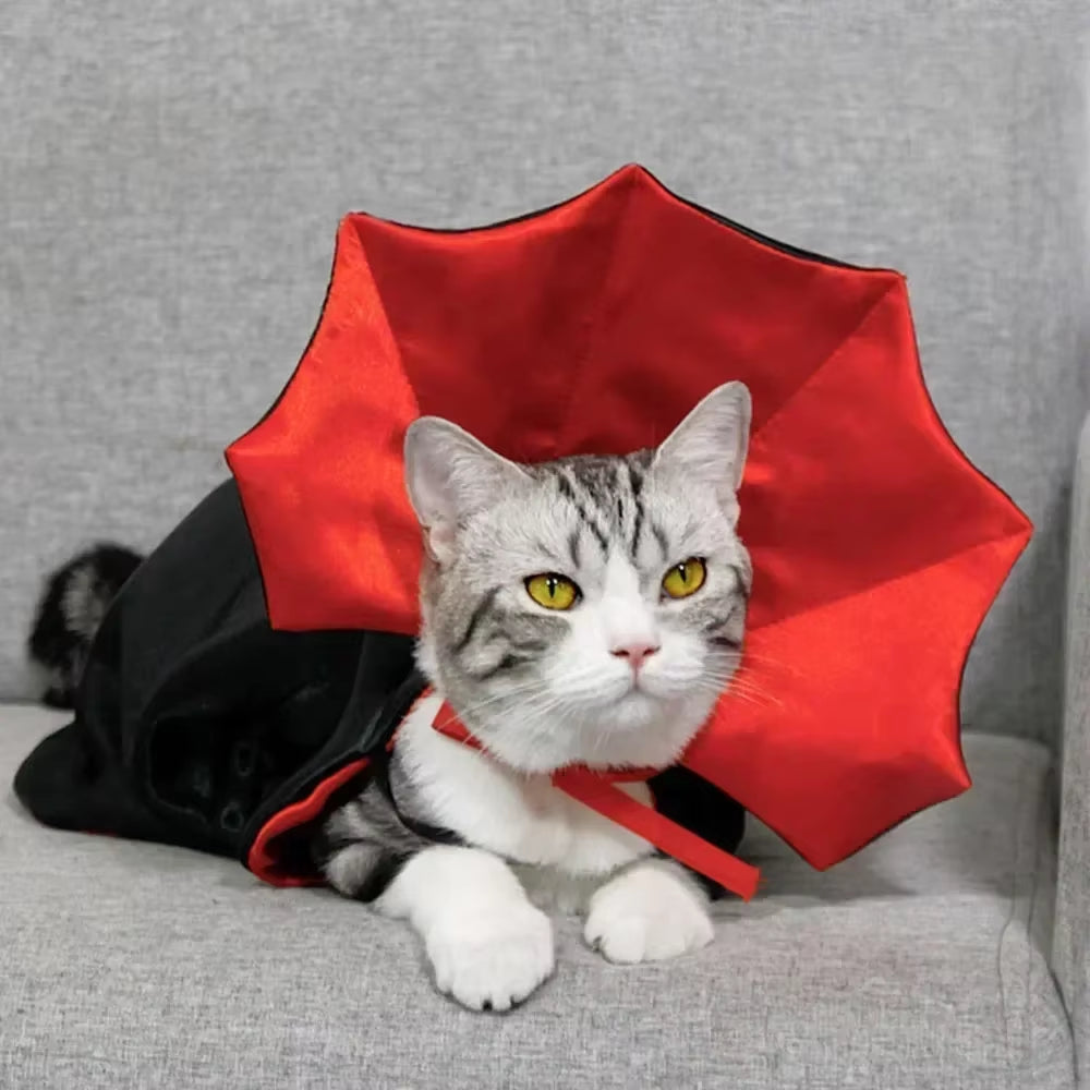 Pet Vampire Cape – Hauntingly Cute Halloween Costume for Cats &amp; Small Dogs